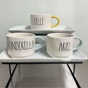 Rae Dunn Artisan Collection Disney Princess Silhouette Mugs Set of 3 READ NWOT